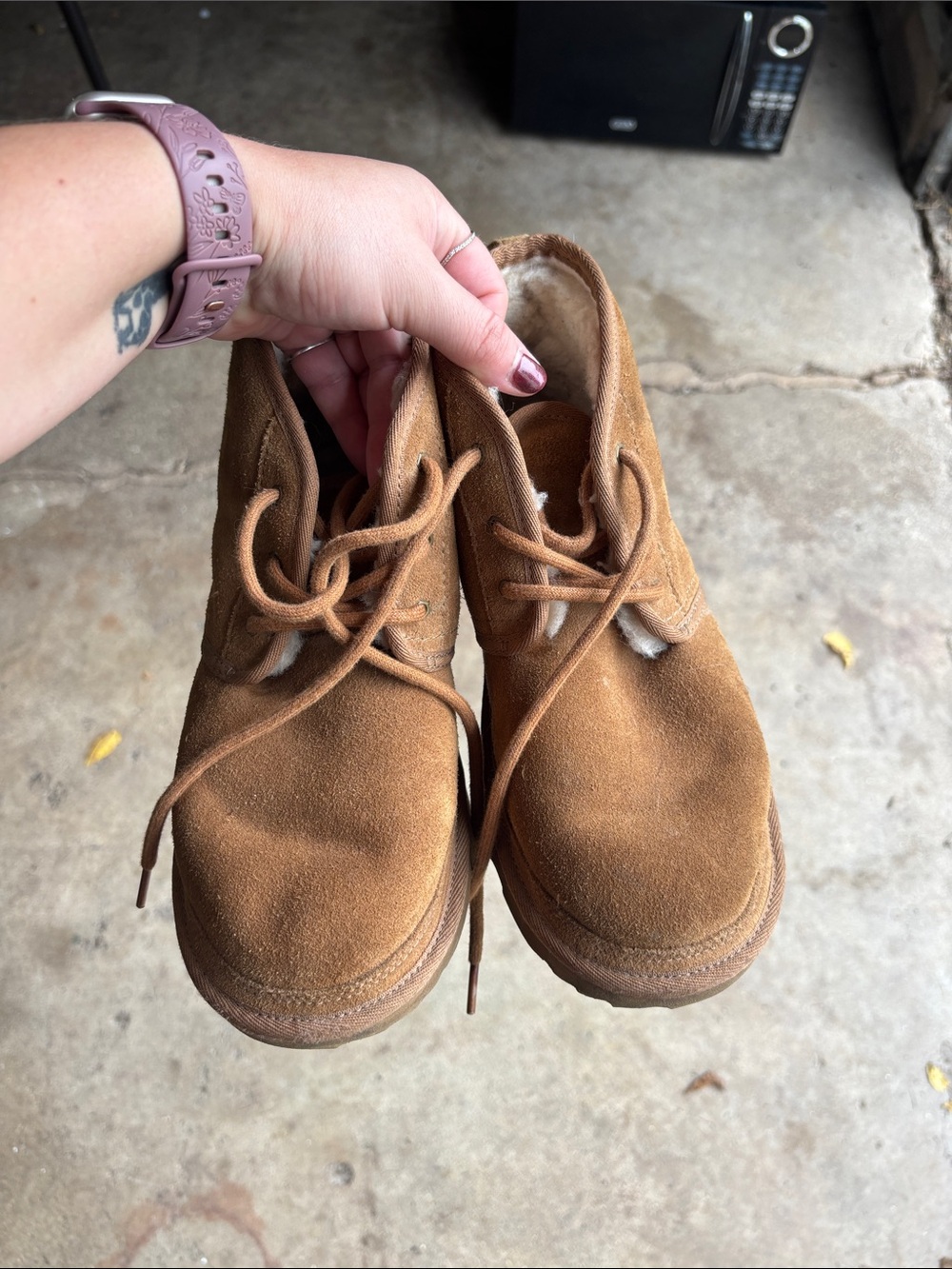 Suede Lace-Up Boots in Brown